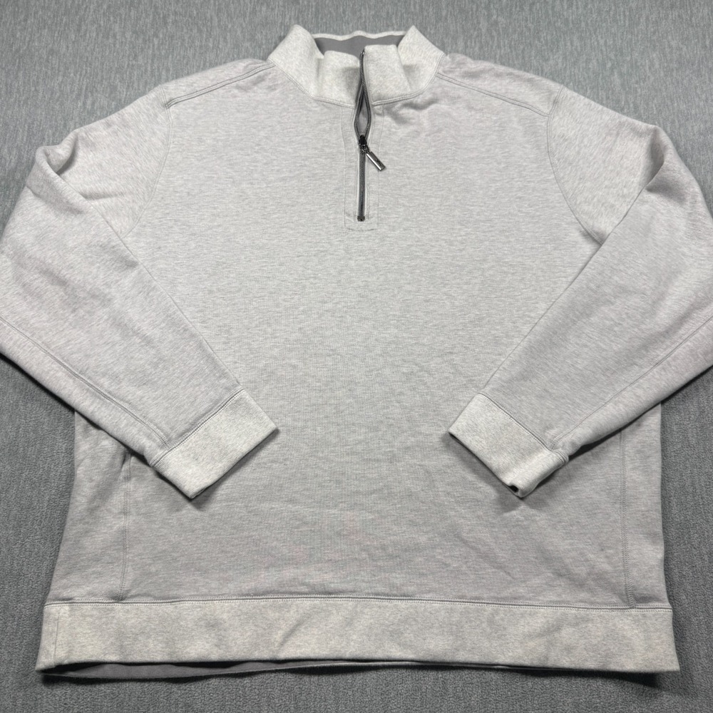 Tommy Bahama Mens Gray Waffle Knit Reversible 1/4 Zip Pullover Sweater XL